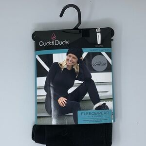 NWT Cuddl Duds Women's Black Fleece Wear with Stretch Leggings, Size 2 X